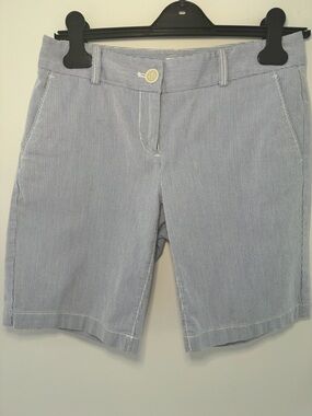 LOFT Light Blue Pinstripe Bermuda Shorts